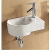 Asymetrické keramické umyvadlo Besteco Roma R 40x27 cm s pravou odkládací plochou v lesklém bílém provedení. kód 4295L