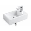 Malé keramické umývátko na WC Besteco BrainyMini s rozměry 37x23x13 cm a otvorem pro baterii na pravé straně.Kód:4331
