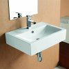 Keramické umyvadlo Besteco Cube 55x40 cm závěsné s chromovou baterií a přepadem, Kód:TR4394N