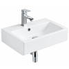 Keramické umyvadlo Besteco Cube 55x40 cm závěsné s chromovou baterií a přepadem, Kód:TR4394N