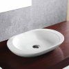 [Kód: TR4542] Osvětlené keramické umyvadlo besteco Fino o rozměrech 59x40 cm, detail subtilního oválného tenkostěnného Slim Edge profilu a prémiové bílé lesklé glazury.