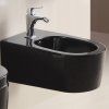 Závěsný bidet BESTECO NERO černá lesklá keramika oblý design s přepadem rozměry 36x56 cm, kód BE5019-18