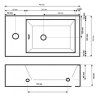 Rozměrový nákres a technický výkres keramického umývátka Besteco 46x24,5 cm